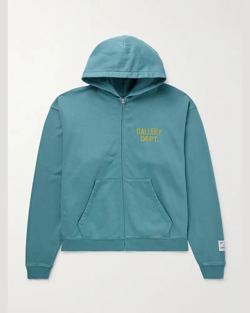 GALLERY DEPT. 90 Kapuzenjacke aus Baumwoll-Jersey mit Logoprint und Reißverschluss Blau