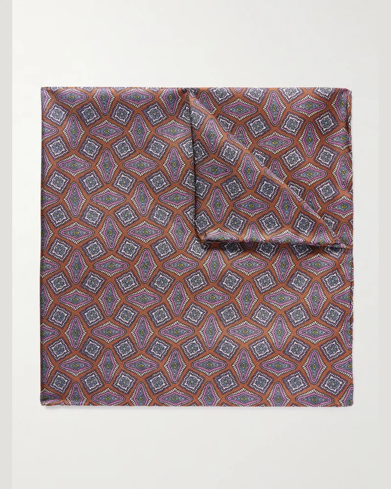 De Petrillo Einstecktuch aus Seiden-Twill mit Print Rot