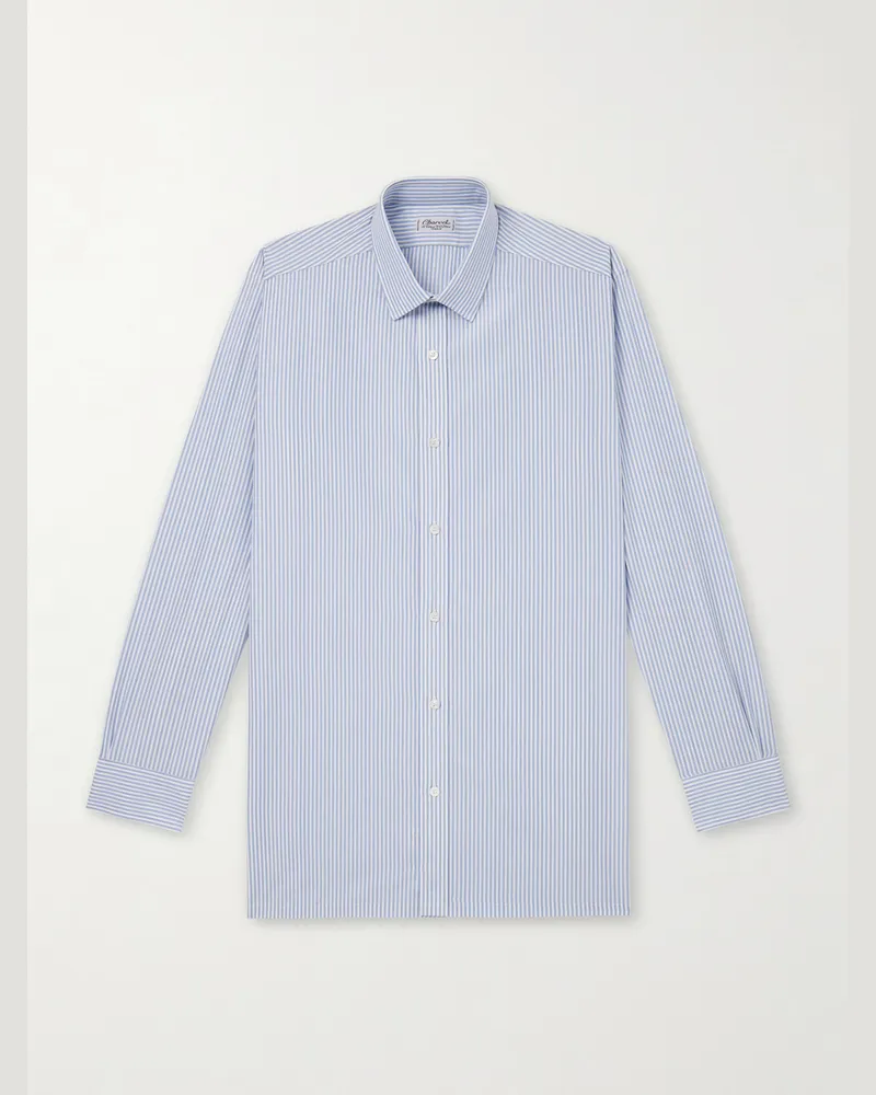 Charvet Hemd aus gestreifter Baumwollpopeline Blau