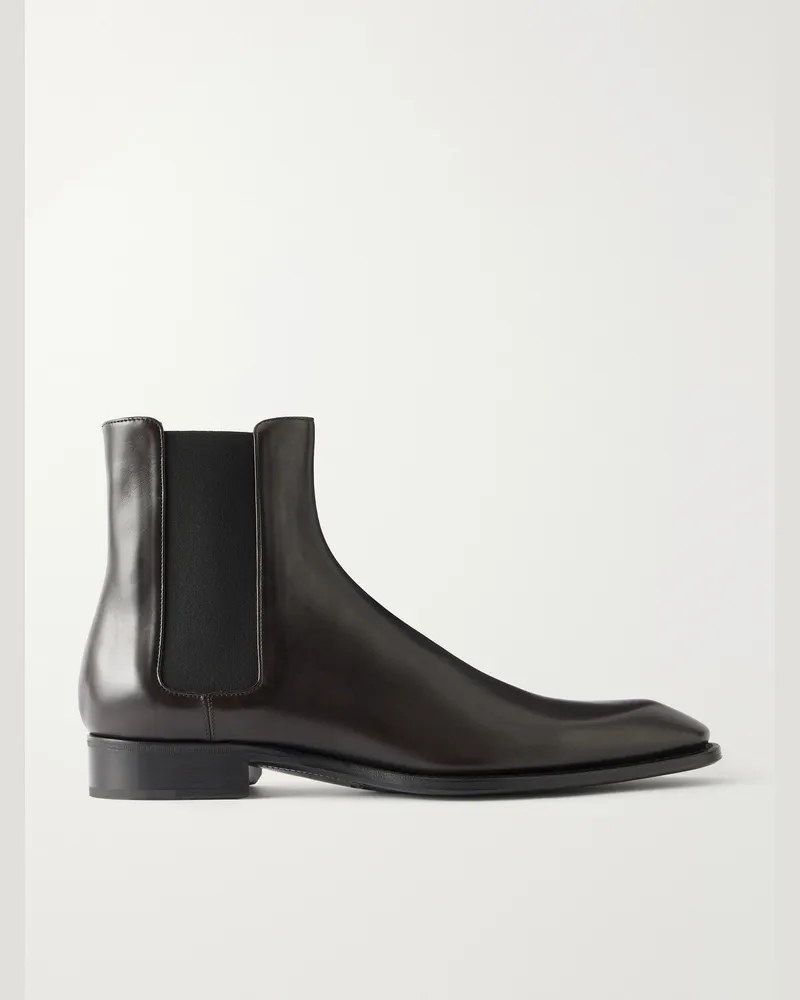 Saint Laurent Aurelien Leather Chelsea Boots Brown