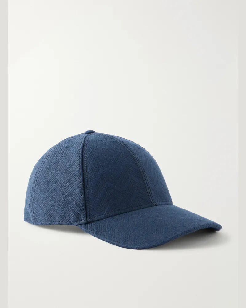 Missoni Striped Jacquard-Knit Cotton Baseball Cap Blue
