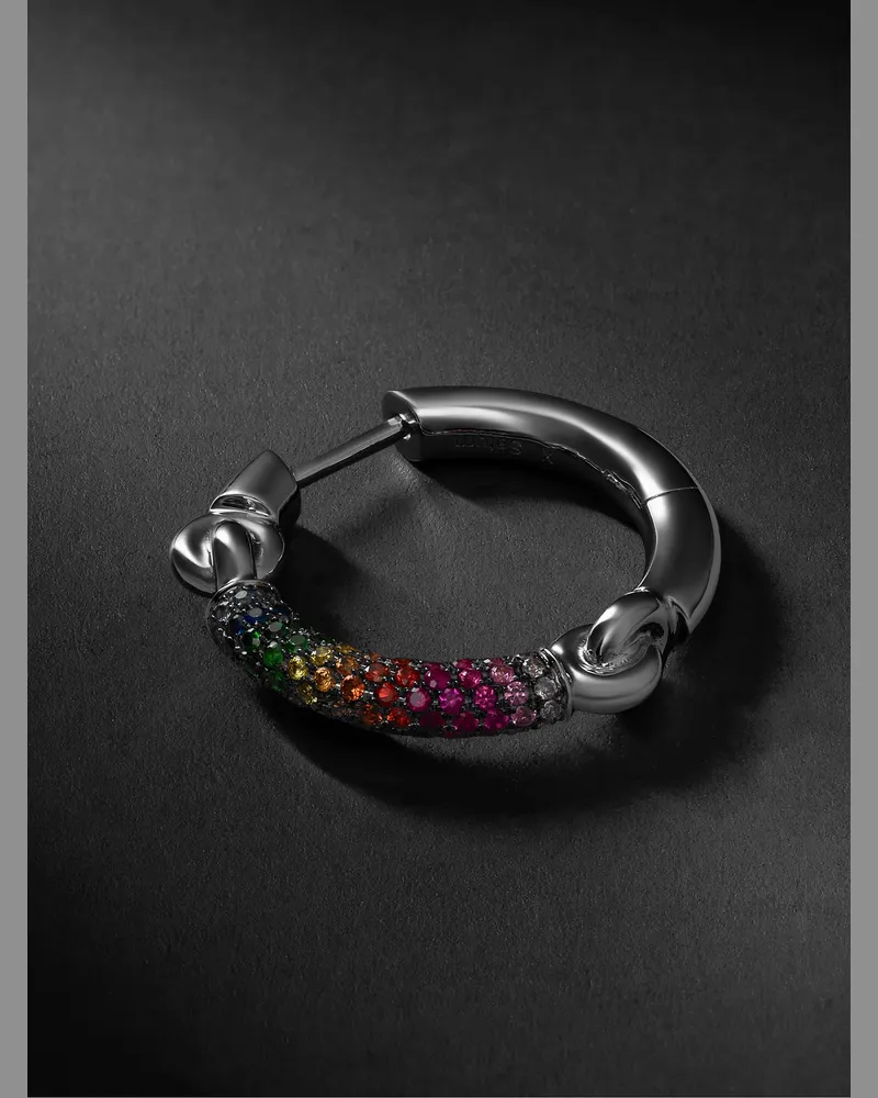 MAOR The Equinox Large 18-Karat Blackened White Gold Multi-Stone Single Earring Silver