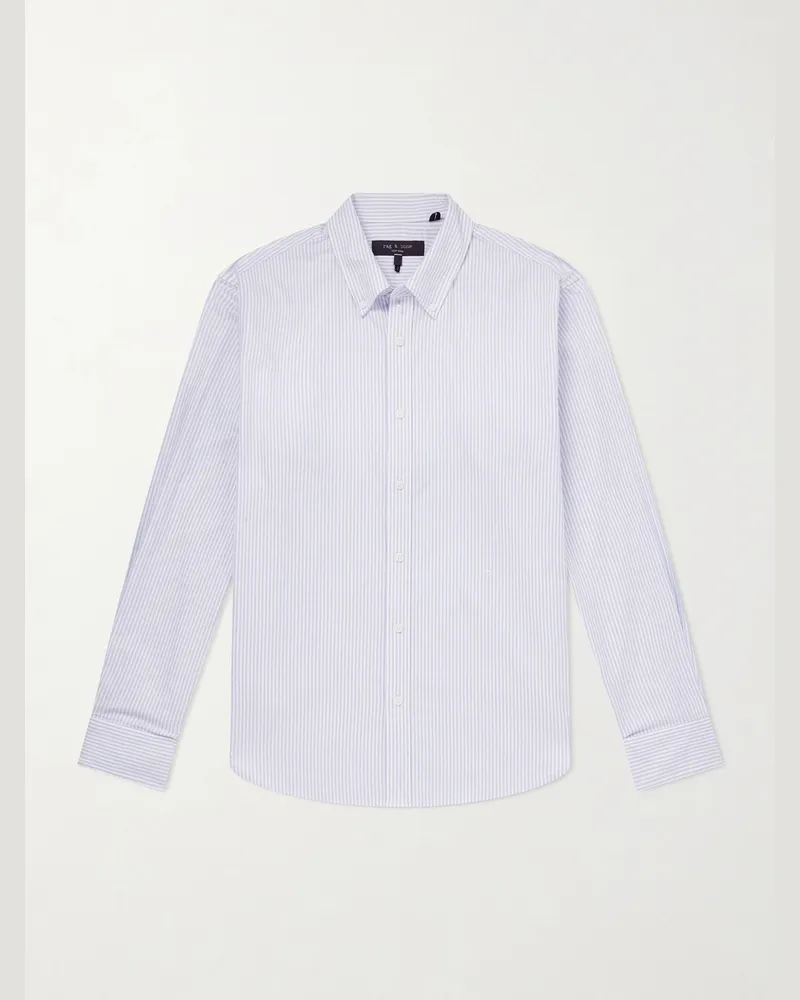Rag & Bone Button-Down Collar Cotton-Poplin Shirt Blue