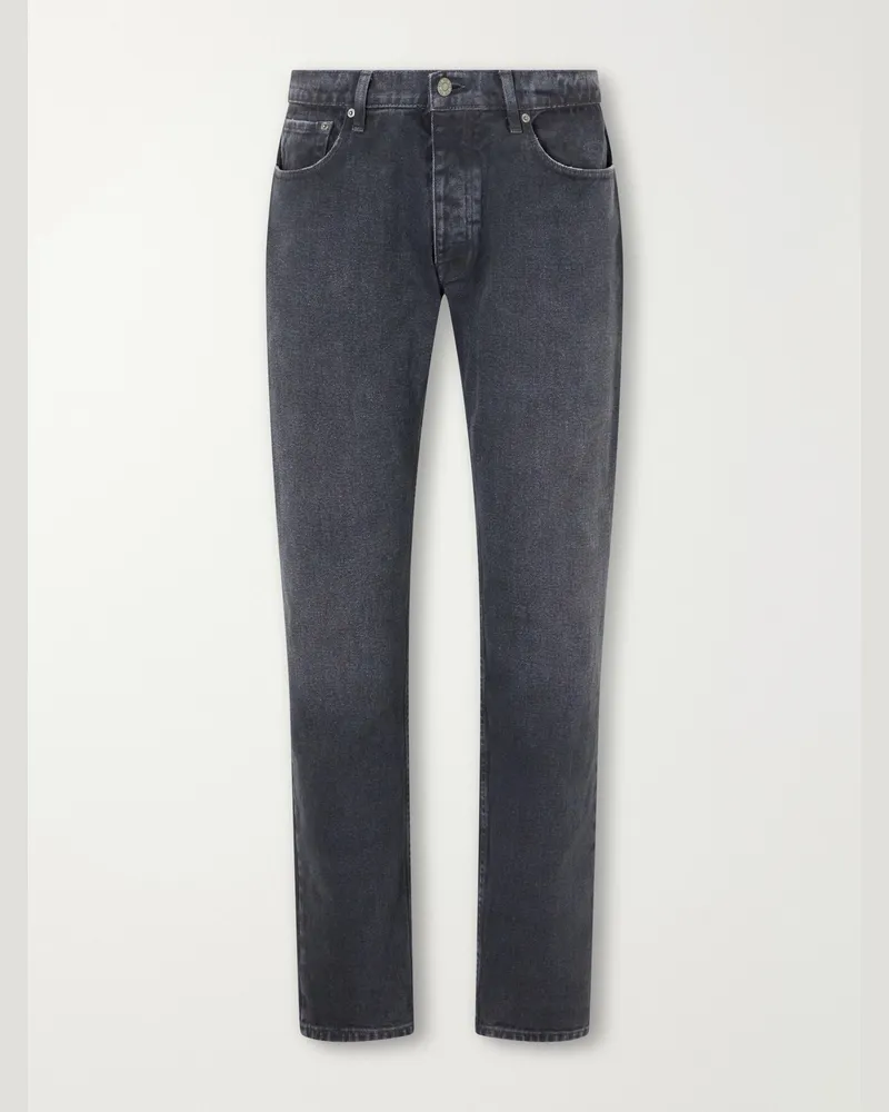 FourTwoFour on Fairfax Loose Straight-Leg Distressed Jeans Black