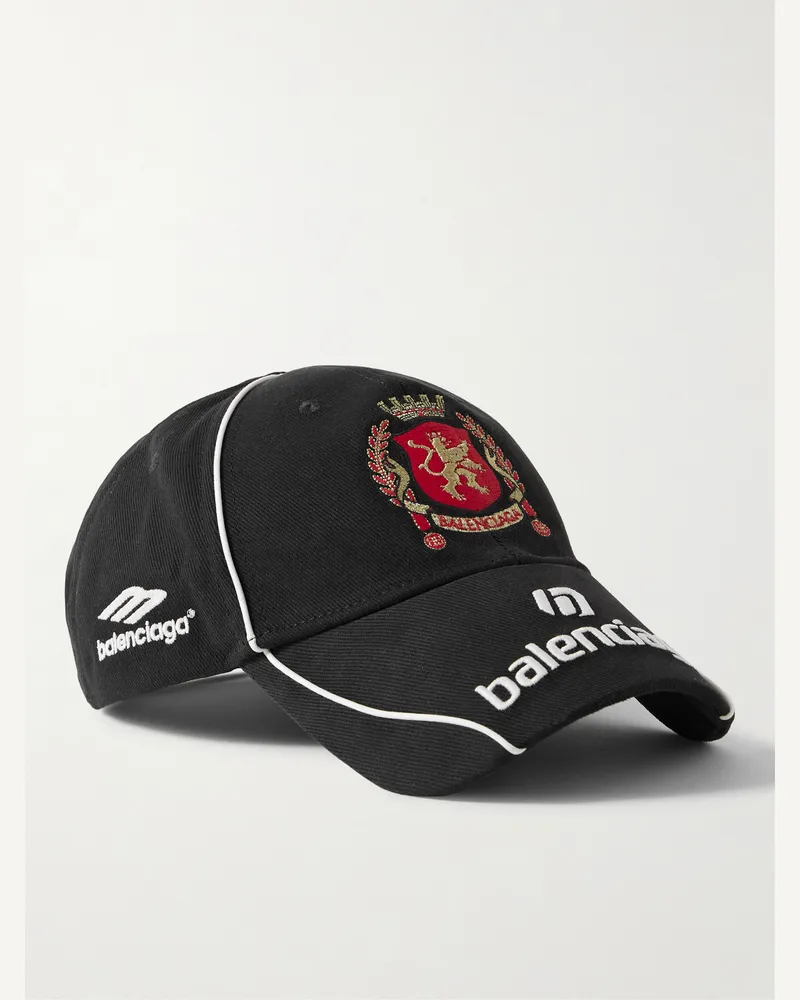 Balenciaga Logo-Embroidered Cotton-Twill Baseball Cap Black