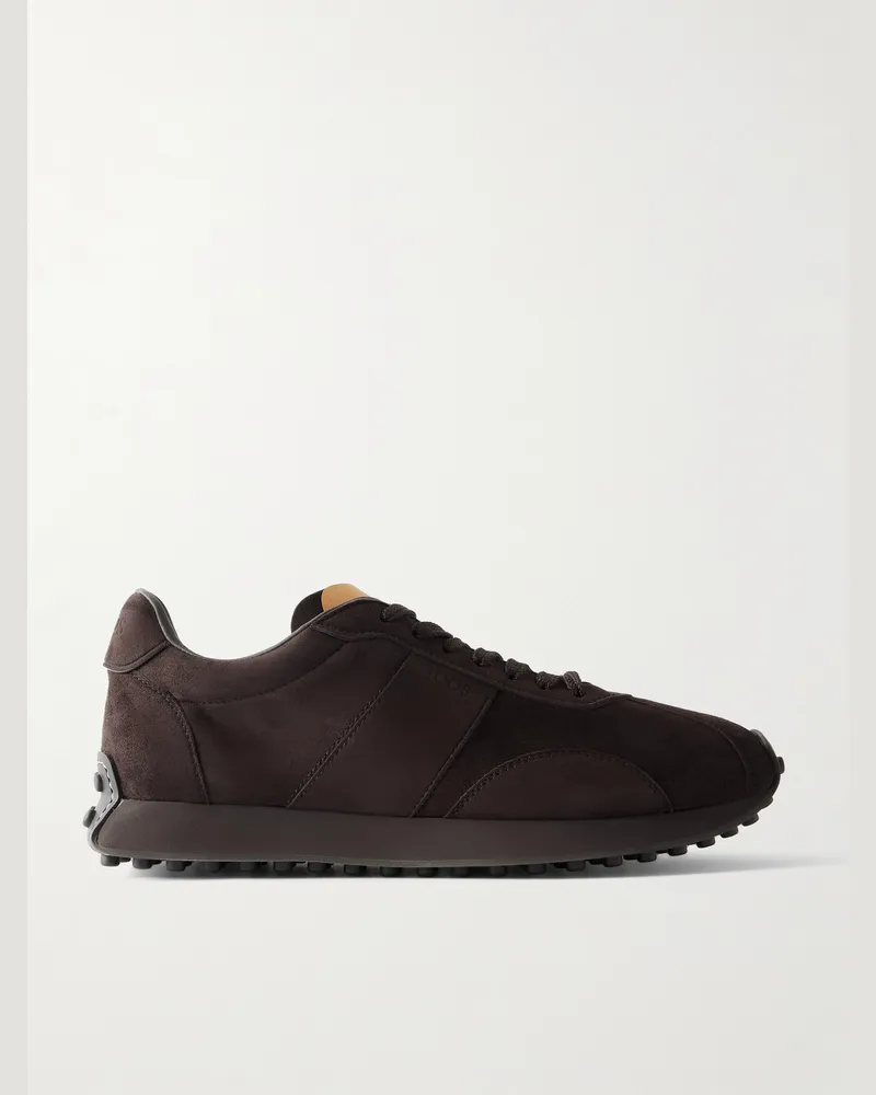 TOD'S Sportivo Active Sneakers aus Veloursleder mit Gummibesatz Braun