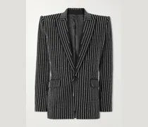 Bead-Embellished Woven Blazer