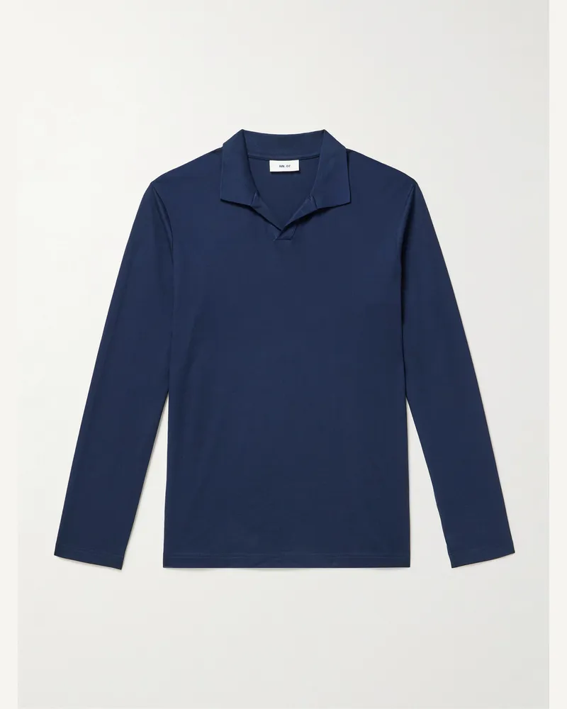 NN 07 Paul 3525 Oberteil aus Biobaumwoll-Jersey mit Polokragen Blau