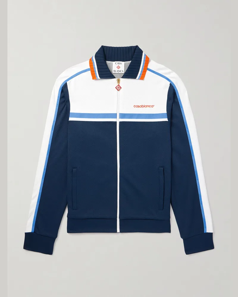 Casablanca Paris Trainingsjacke aus Piqué mit Logostickerei und Streifen Blau
