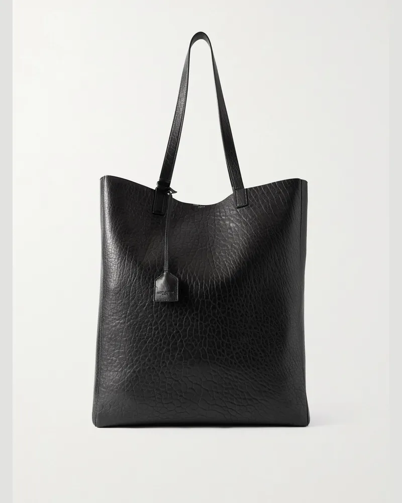 Saint Laurent Full-Grain Leather Tote Bag Black
