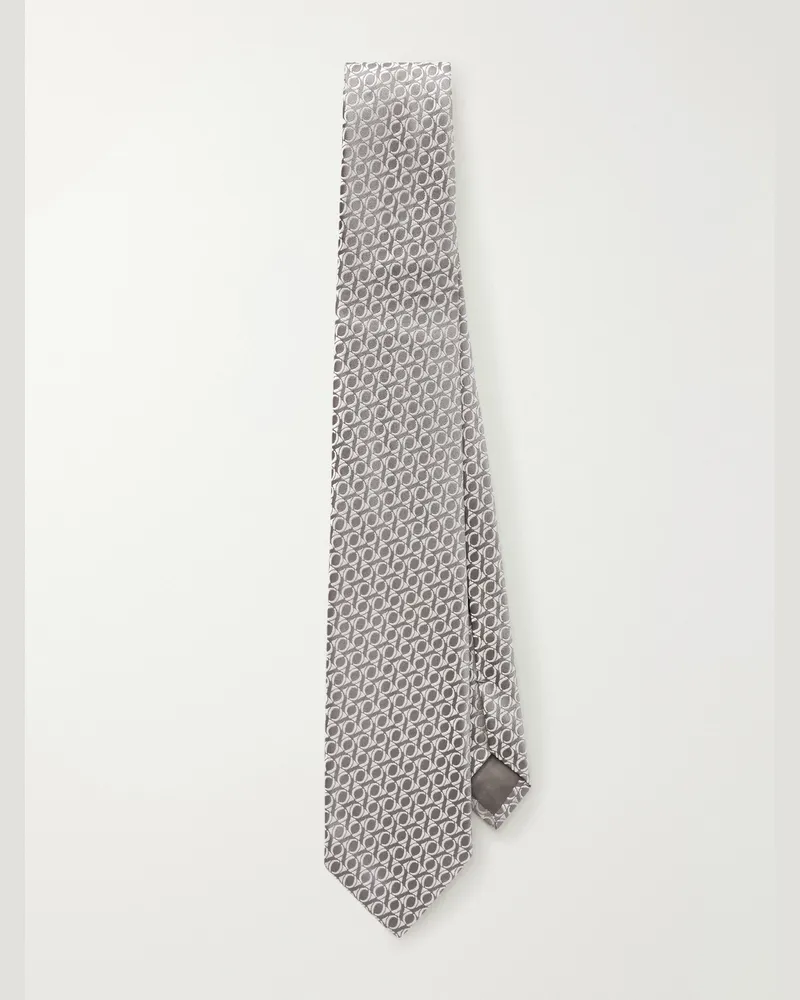 Charvet 8.5cm Silk-Jacquard Tie Gray