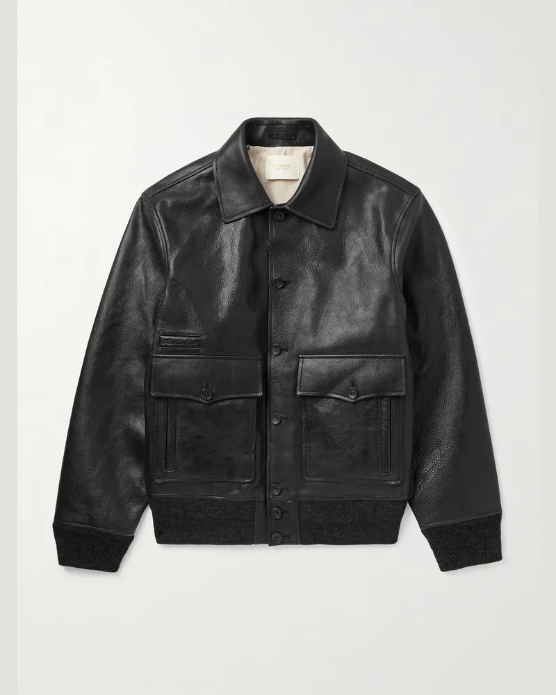 Aimé Leon Dore Jacke aus Nappaleder Schwarz