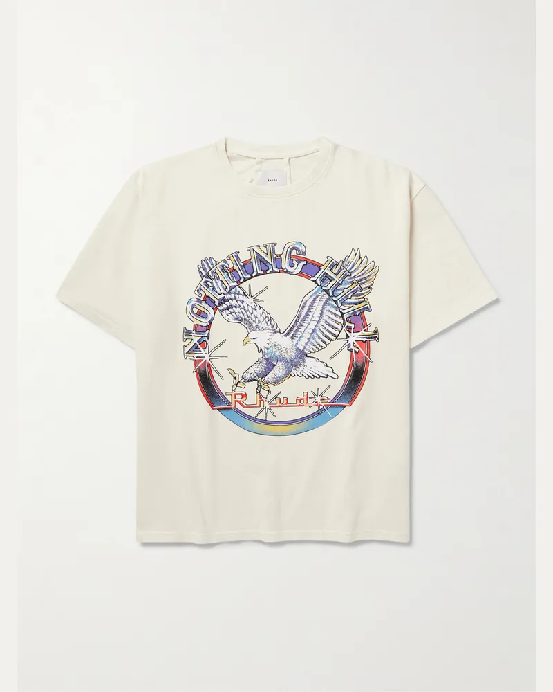 RHUDE Notting Hill Eagle T-Shirt aus Baumwoll-Jersey mit Logoprint Weiß