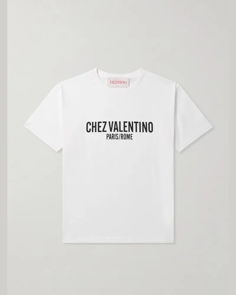 Valentino Garavani T-Shirt aus Baumwoll-Jersey mit Logoprint Weiß