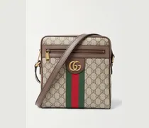 Ophidia Leather-Trimmed Monogrammed Coated-Canvas Messenger Bag