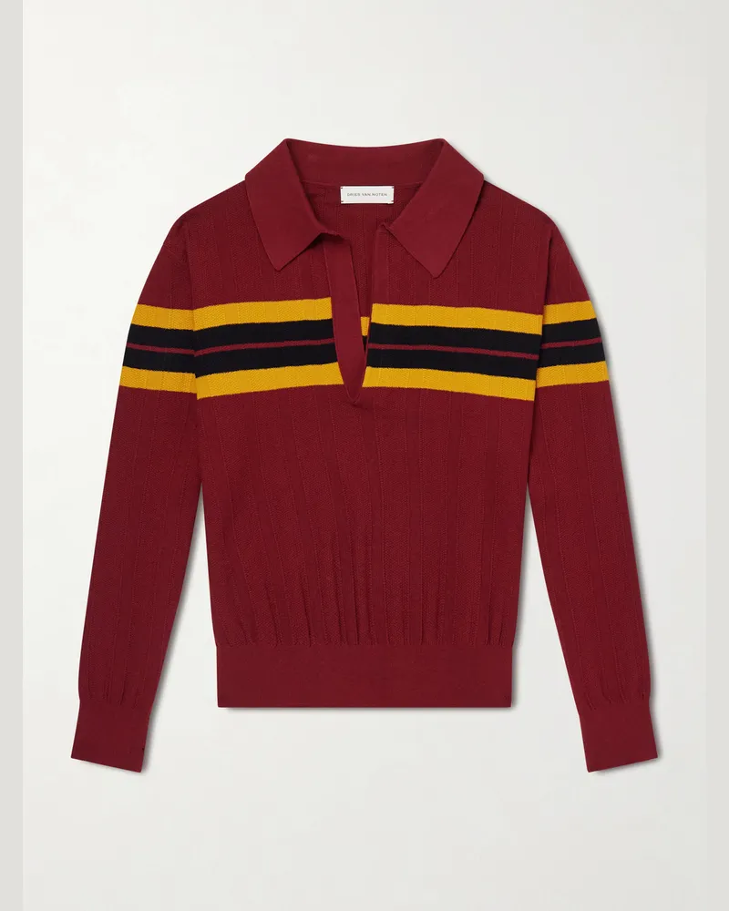 Dries van Noten Maona Knitted Polo Sweater Red