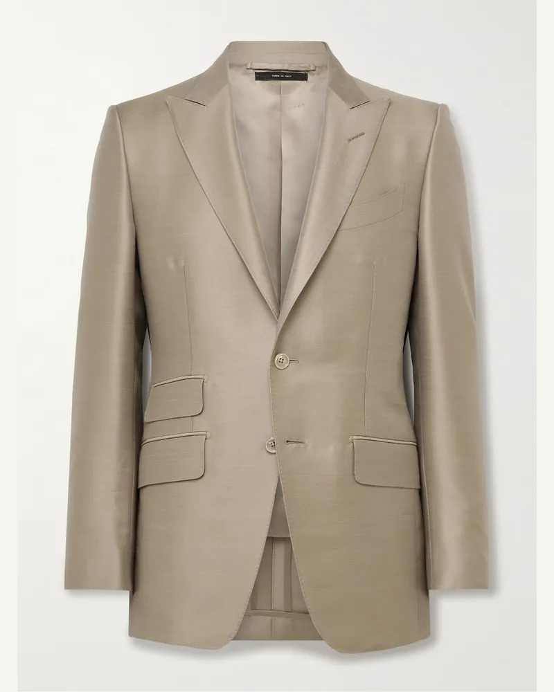 Tom Ford O'Connor schmal geschnittenes Sakko aus Twill aus einer Mischung aus Wolle, Mohair und Seide Neutral