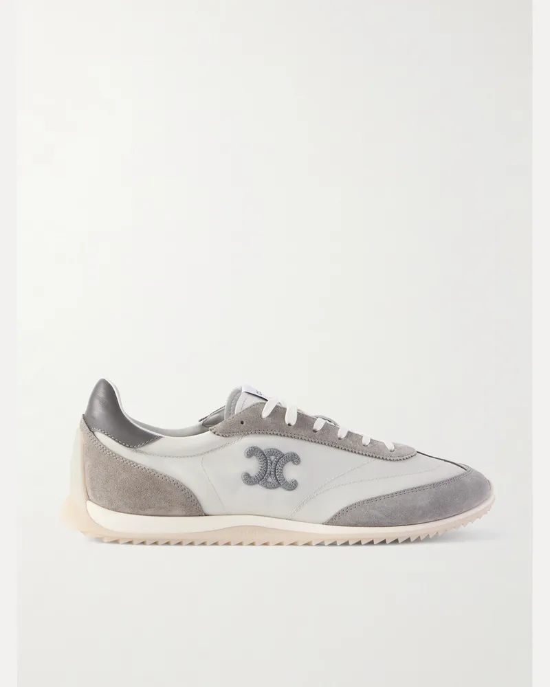 Celine Racer Sneakers aus Veloursleder, Leder und Shell mit Logostickerei Grau