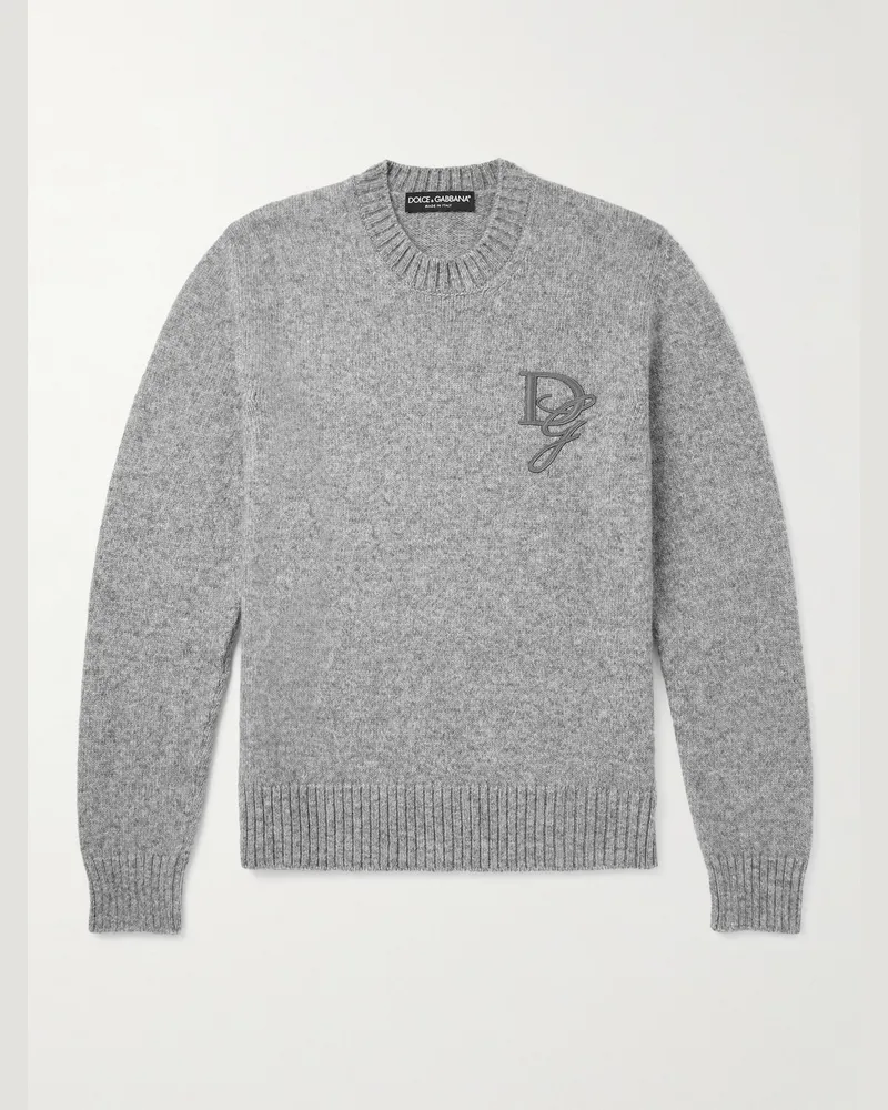 Dolce & Gabbana Strickpullover mit Logoapplikation Grau