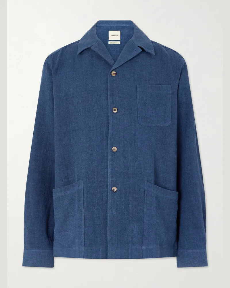 De Bonne Facture Linen and Wool-Blend Jacket Blue
