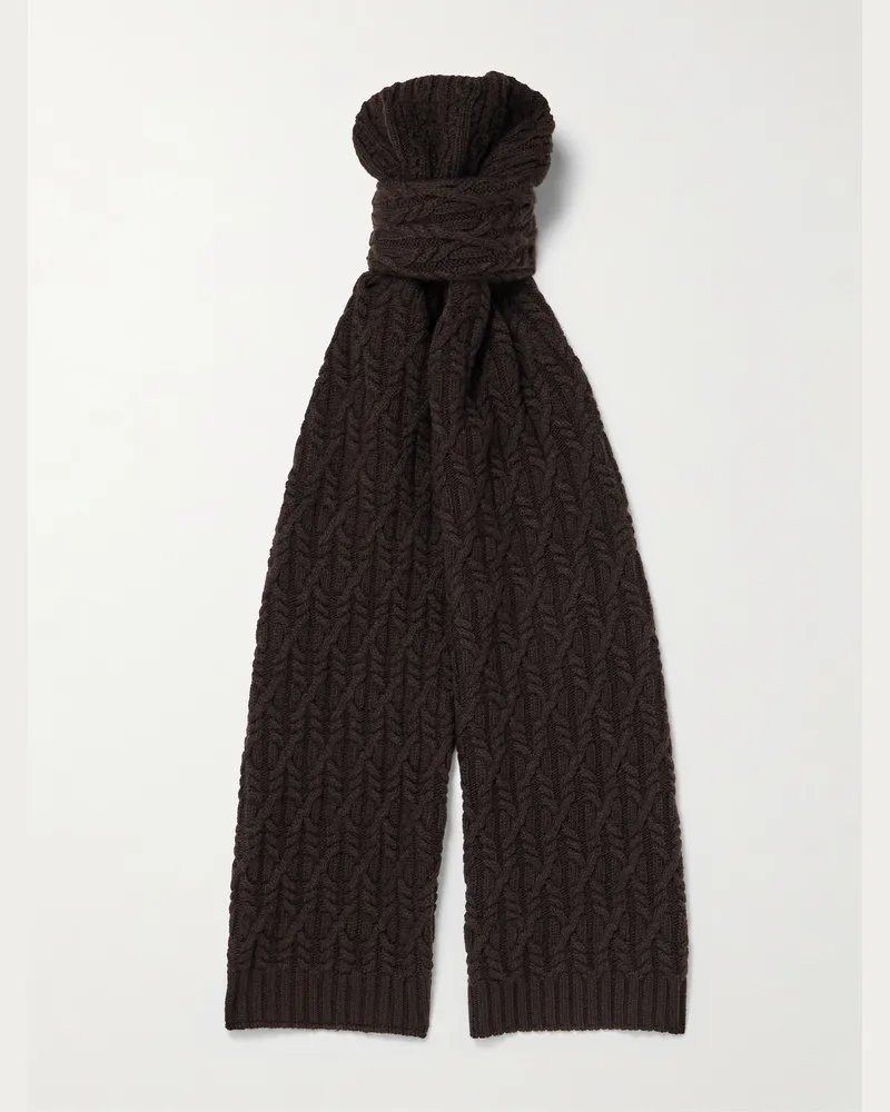 MR P. Cable-Knit Wool Scarf Brown