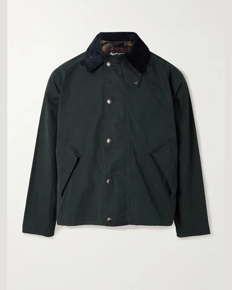 Barbour Transporter Casual Corduroy-Trimmed Cotton-Moleskin Jacket Blue