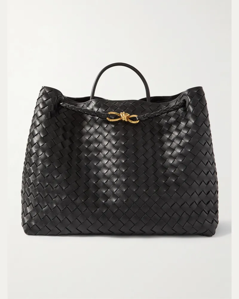 Bottega Veneta Large Andiamo Intrecciato Leather Messenger Bag Black