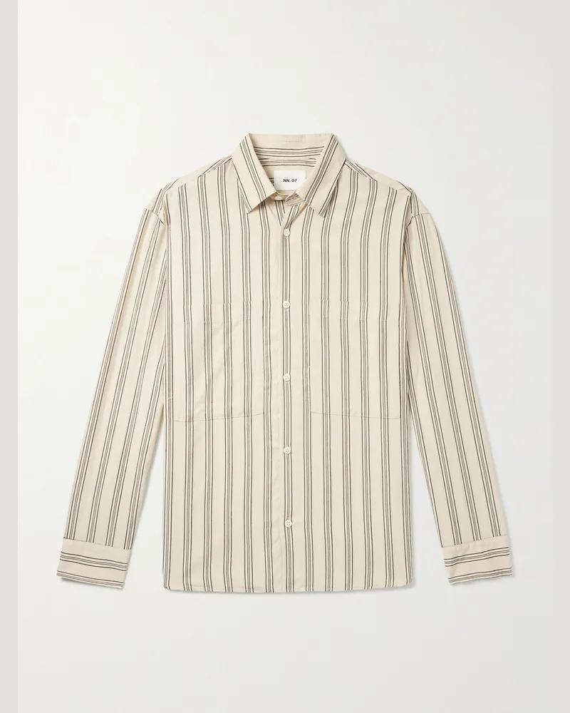 NN 07 Freddy gestreifte Hemdjacke aus einer Tencel™-Modalmischung Neutral