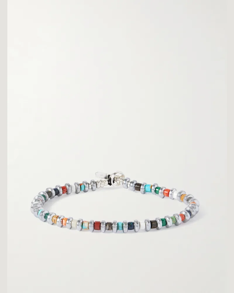 Mikia Silver Multi-Stone Beaded Bracelet Silver