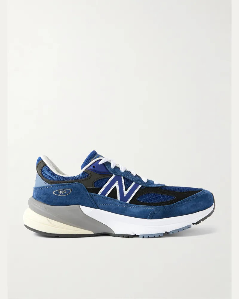 New Balance 990v6 Sneakers aus Veloursleder und Mesh mit Lederbesatz Blau