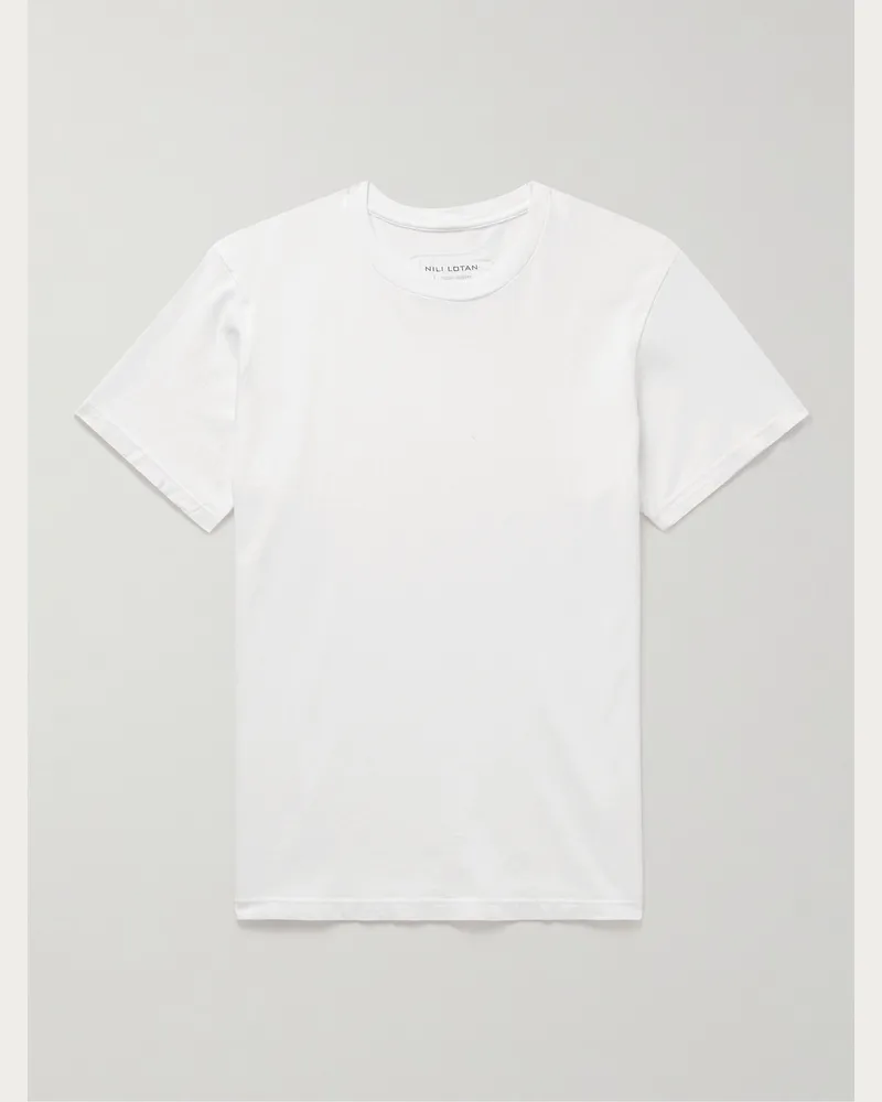 Nili Lotan Bradley T-Shirt aus Baumwoll-Jersey Weiß