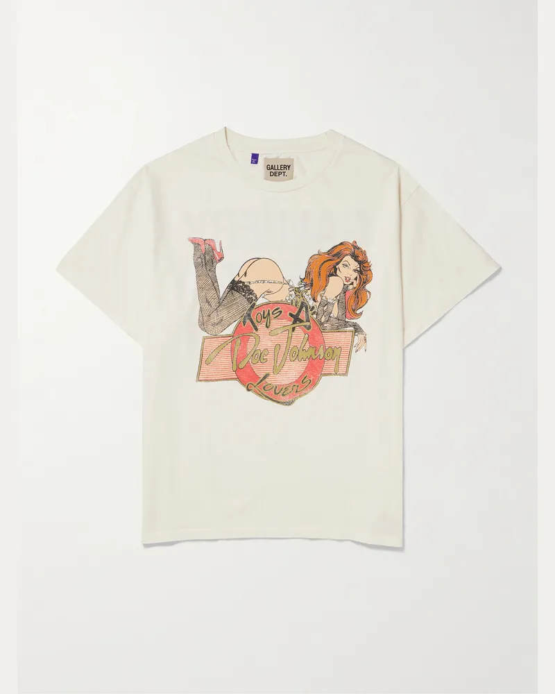 GALLERY DEPT. Doc Johnson Toys 4 Love Glittered Printed Cotton-Jersey T-Shirt Neutrals