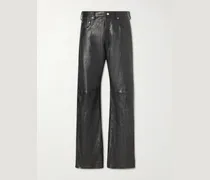 Geth Wide-Leg Full-Grain Leather Trousers