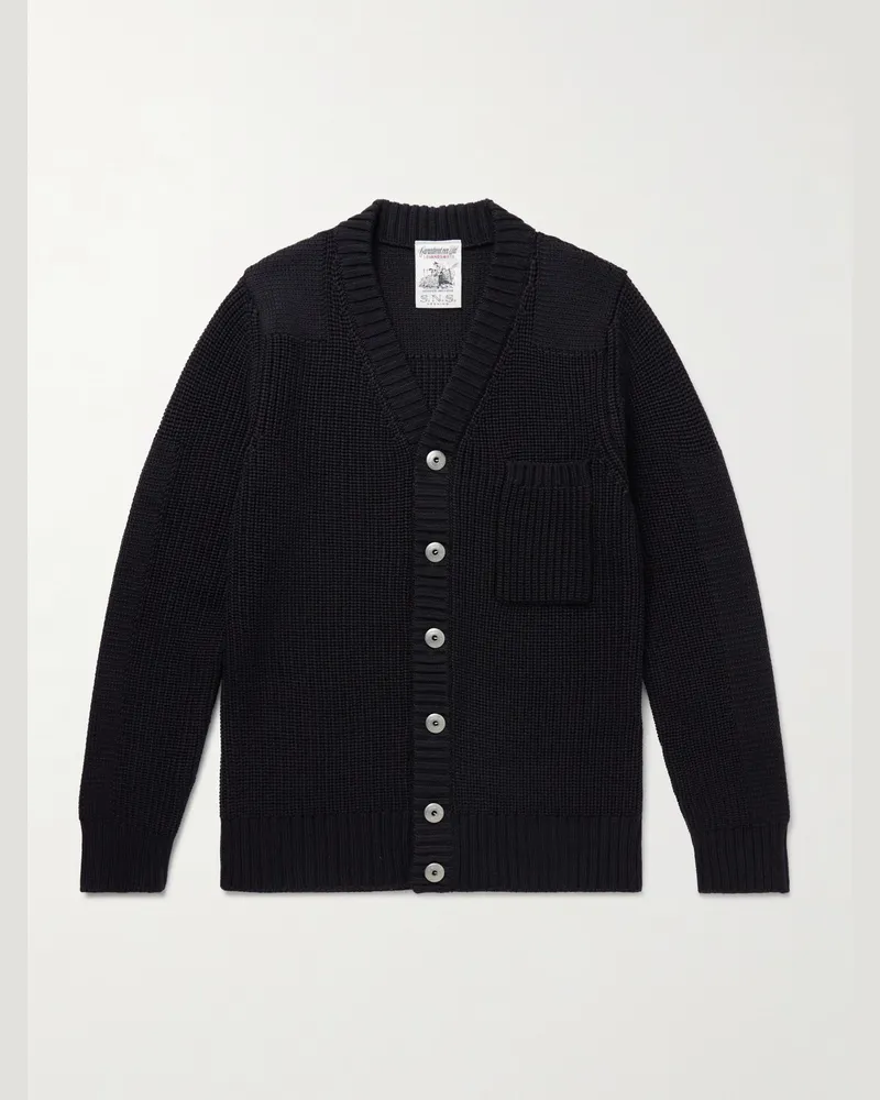 S.N.S Herning Robust Cardigan aus Schurwolle in Rippstrick Blau