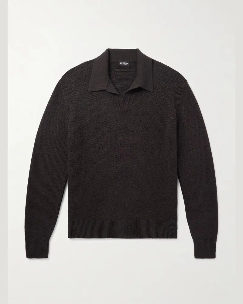 Ermenegildo Zegna Pullover aus „Oasi“-Kaschmir mit Polokragen Braun