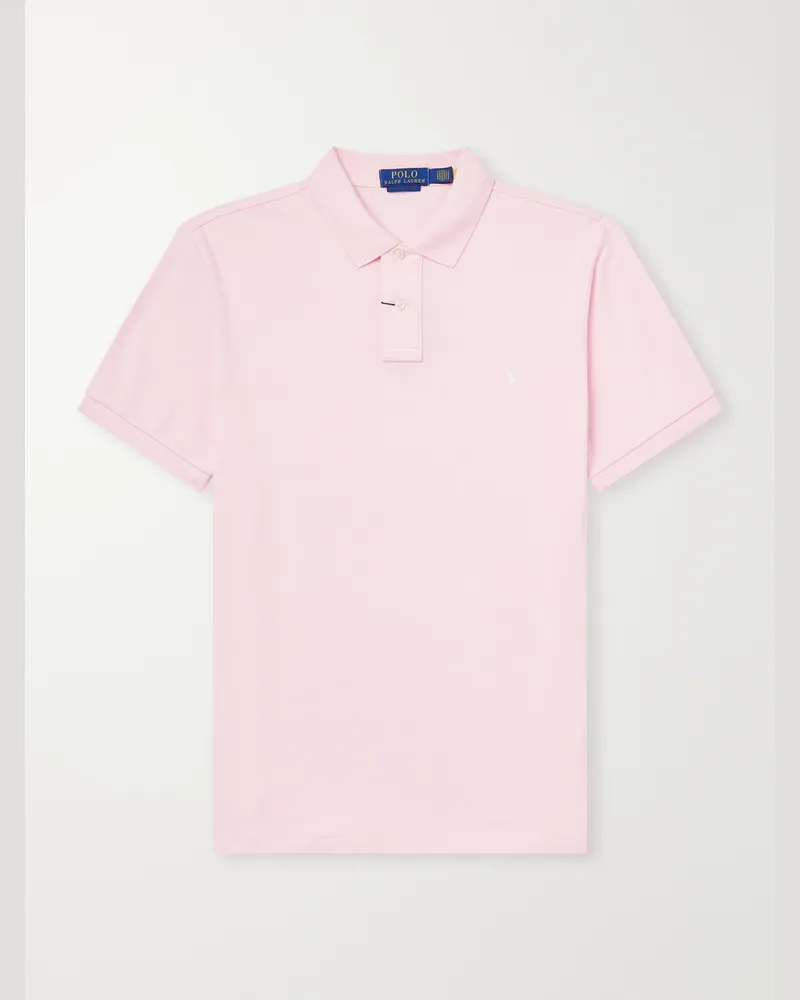 Ralph Lauren Logo-Embroidered Cotton-Piqué Polo Shirt Pink