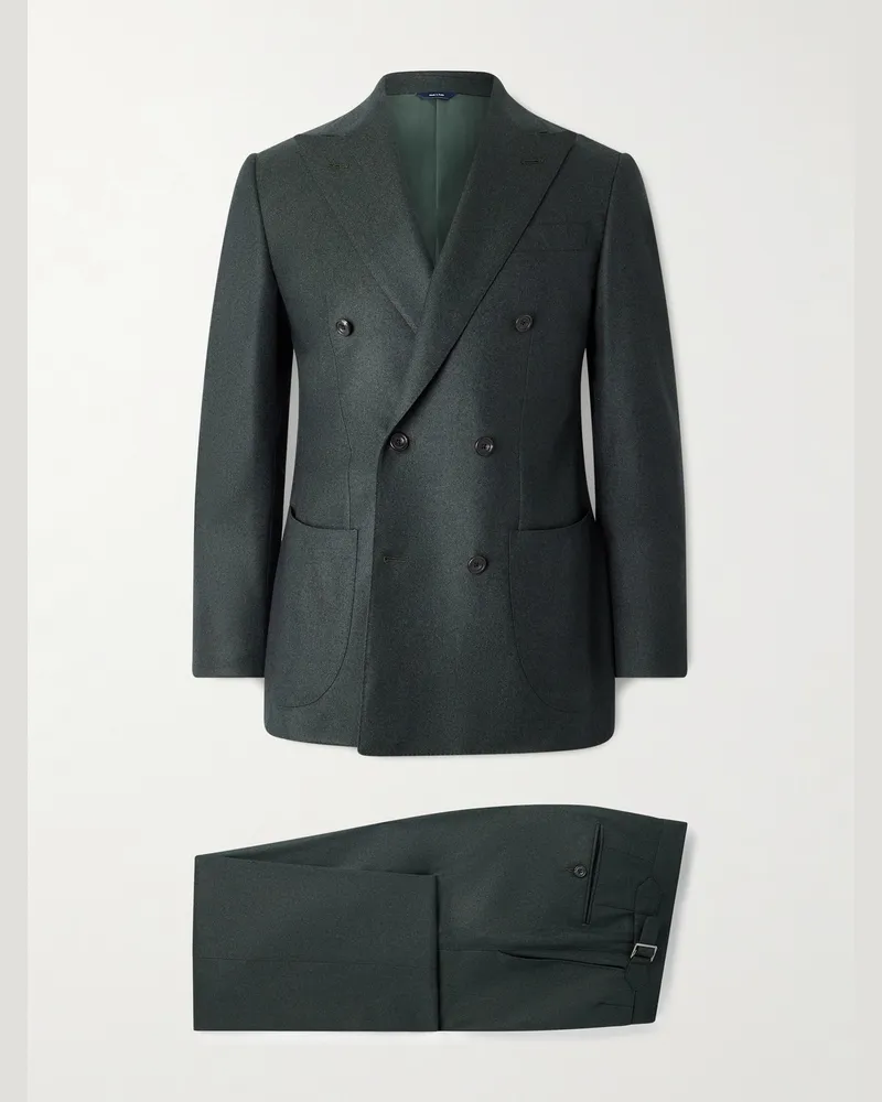Thom Sweeney Doppelreihiger Anzug aus Wolle Grün