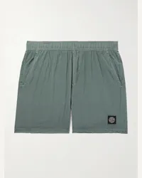 Stone Island Gerade geschnittene mittellange Badeshorts aus „Nylon Metal“-Material mit Logoapplikation Grün