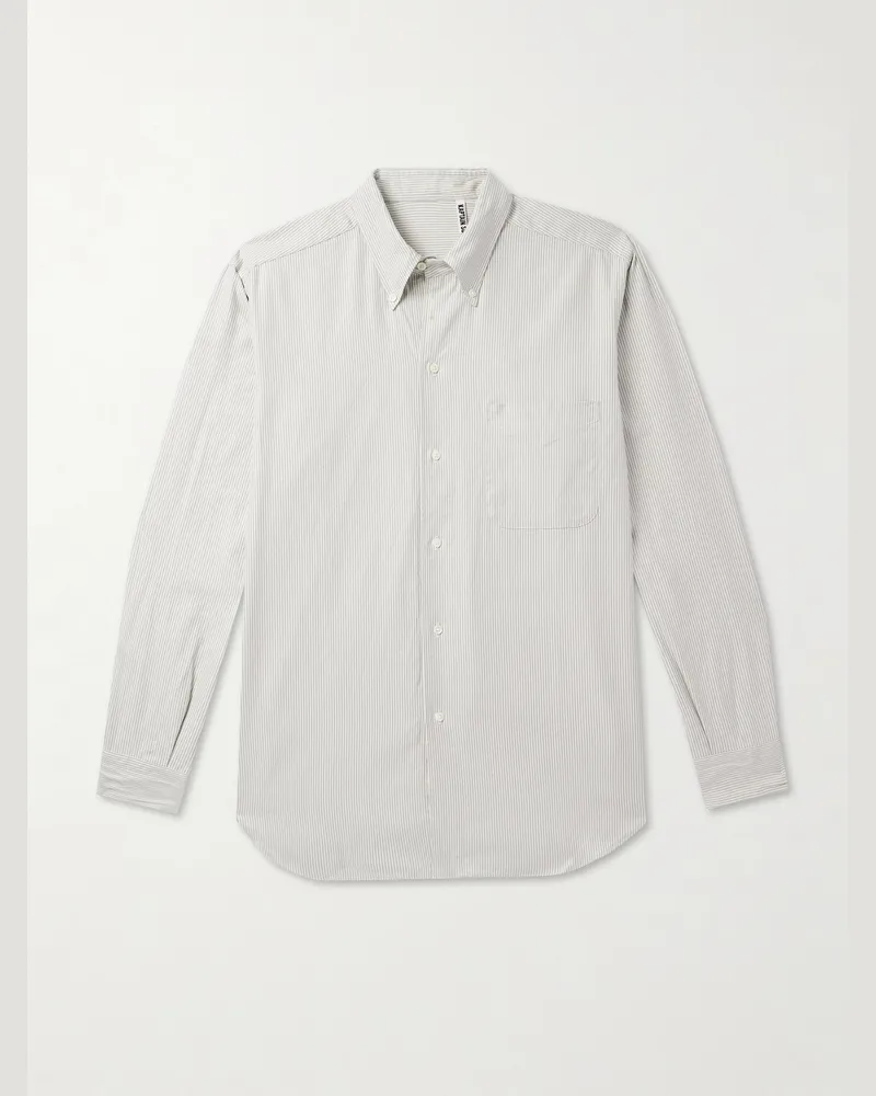 Kaptain Sunshine Gestreiftes Hemd aus Baumwolle mit Button-Down-Kragen Grau