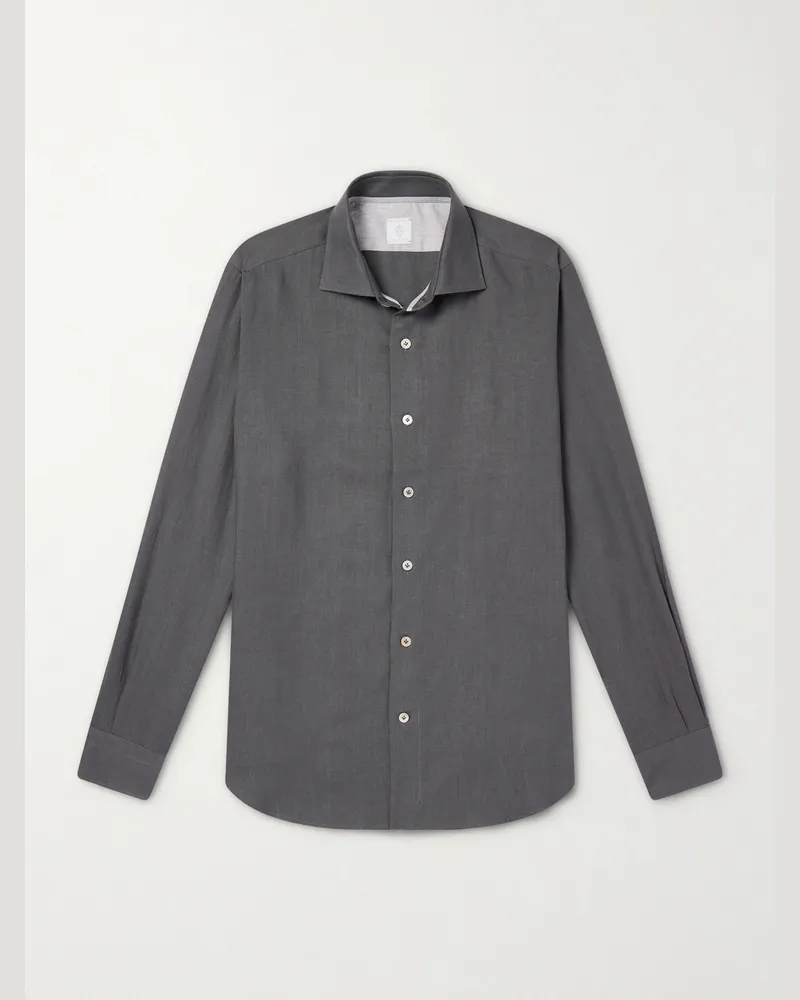 Eleventy Hemd aus Leinen Grau