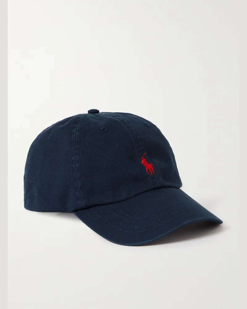 Ralph Lauren Logo-Embroidered Cotton-Twill Baseball Cap Blue