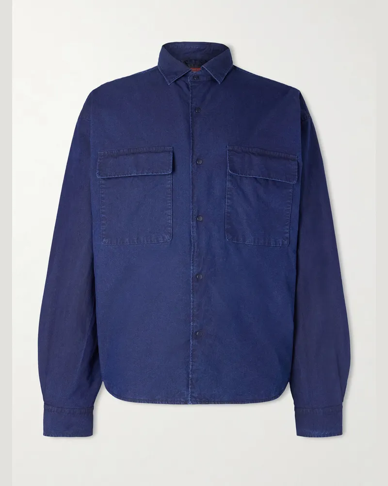 A Kind Of Guise Nanamica Insulation Hemd aus Shell aus einer wattierten Baumwollmischung Blau