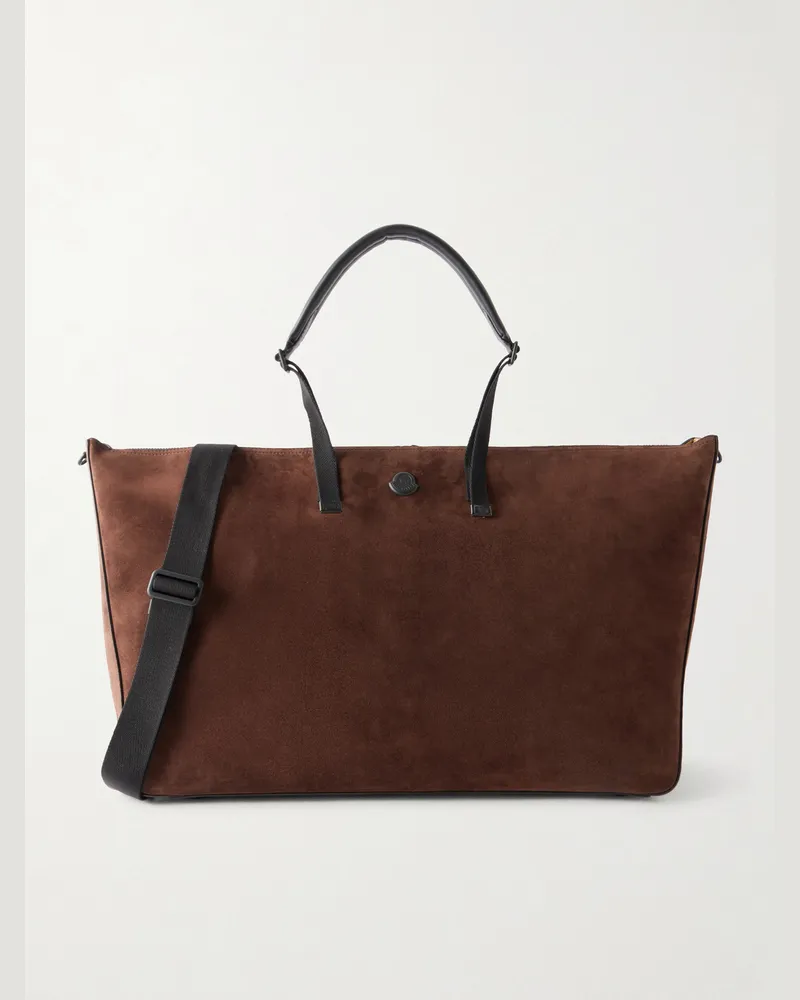 Moncler Carlo Suede Duffle Bag Brown