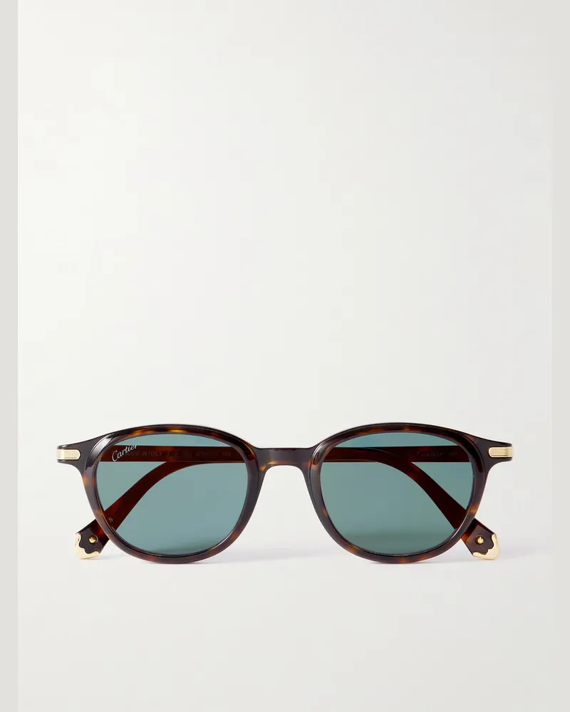 Cartier Round-Frame Tortoiseshell Acetate Sunglasses Tortoiseshell