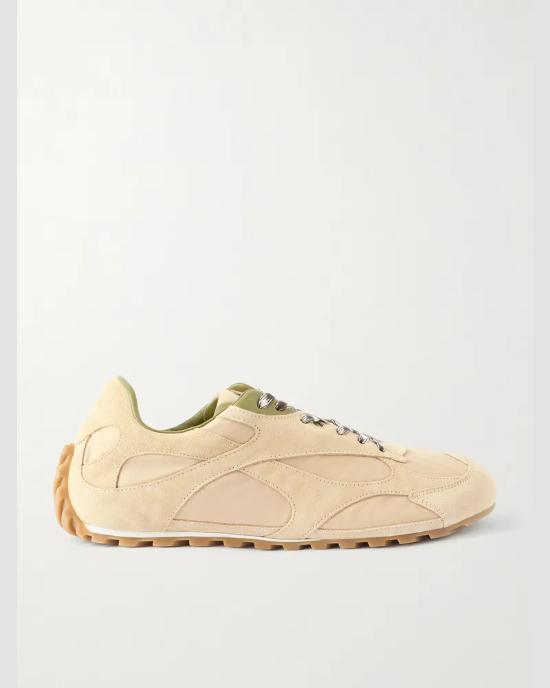 Bottega Veneta Orbit Sneakers aus Veloursleder mit Leder- und Shell-Besatz Grün