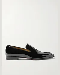 Christian Louboutin Dandelion Grosgrain-Trimmed Patent-Leather Loafers Schwarz