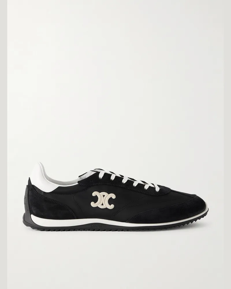 Celine Triomph Sneakers aus Nylon und Veloursleder Schwarz