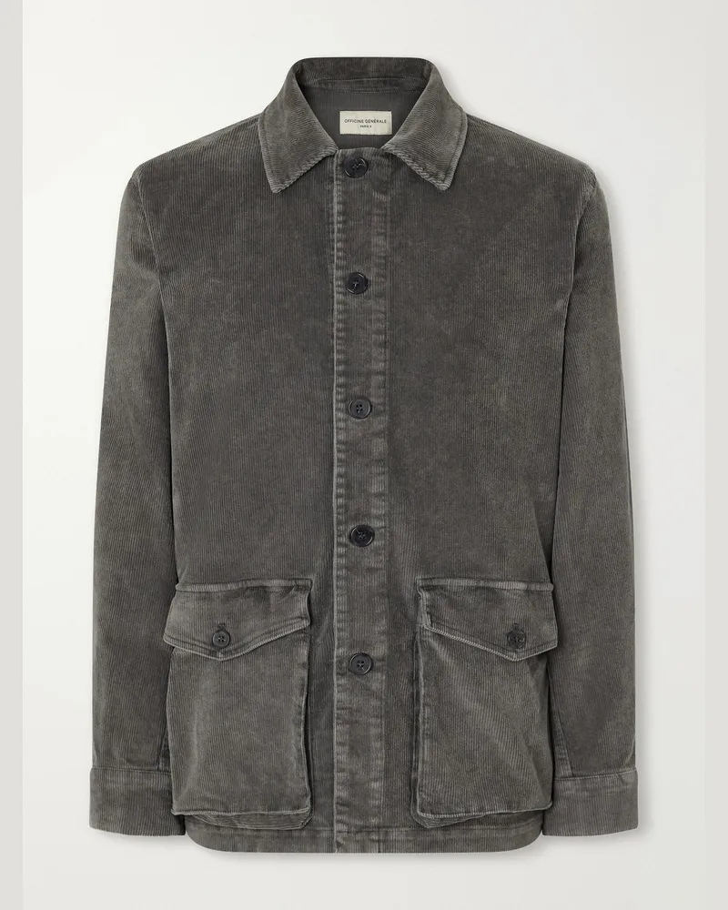 Officine Generale Suny Stretch-Cotton Corduroy Jacket Gray