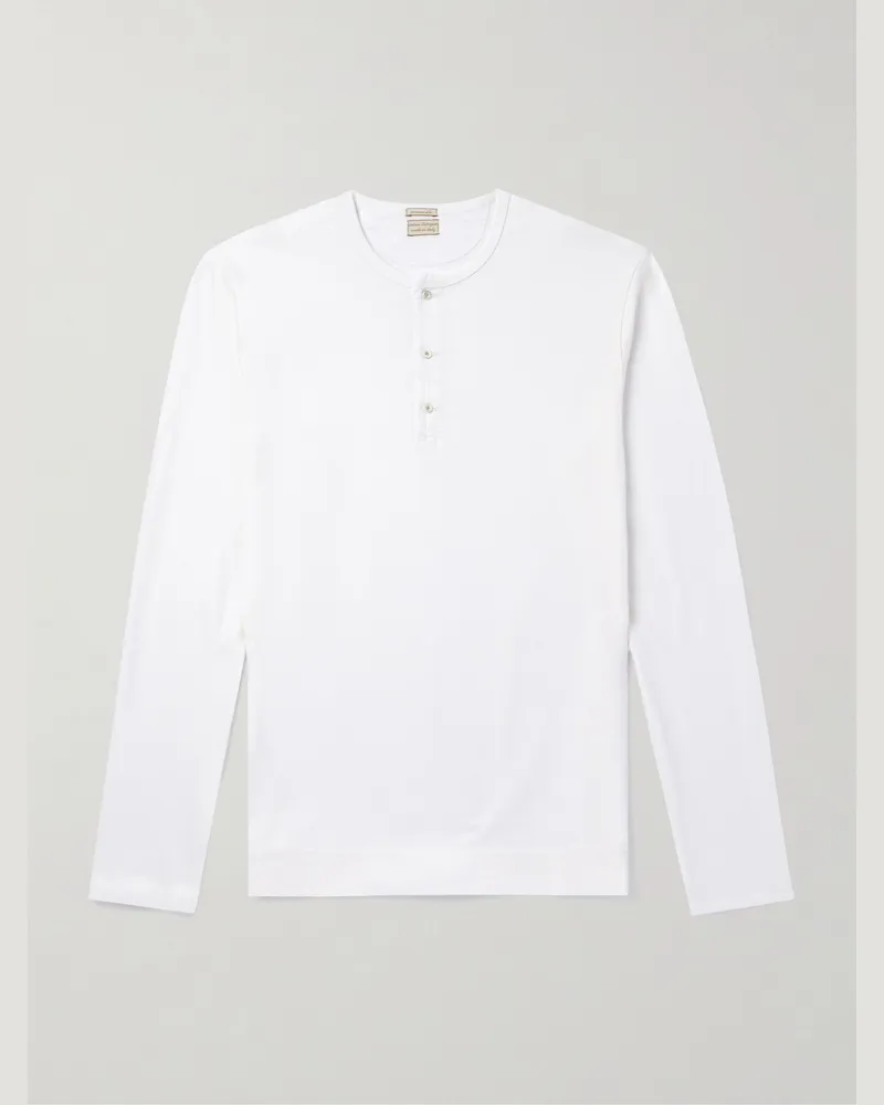 Massimo Alba Manchester Henley Shirt aus Baumwoll-Jersey Weiß