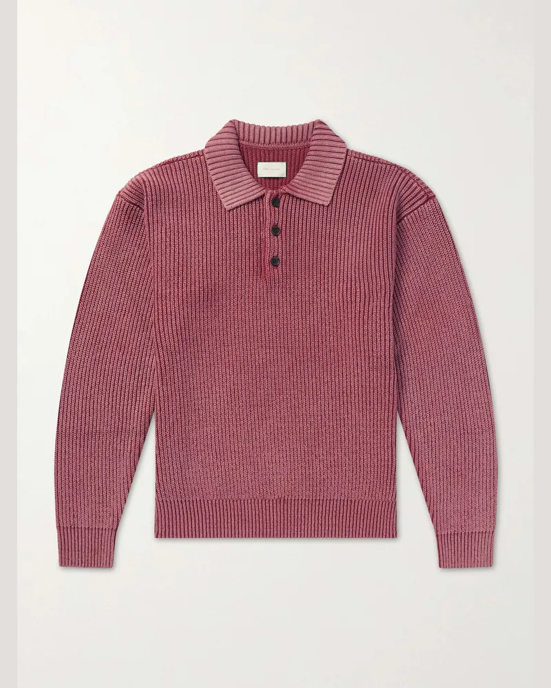 Aimé Leon Dore Knitted Cotton-Blend Polo Sweater Red